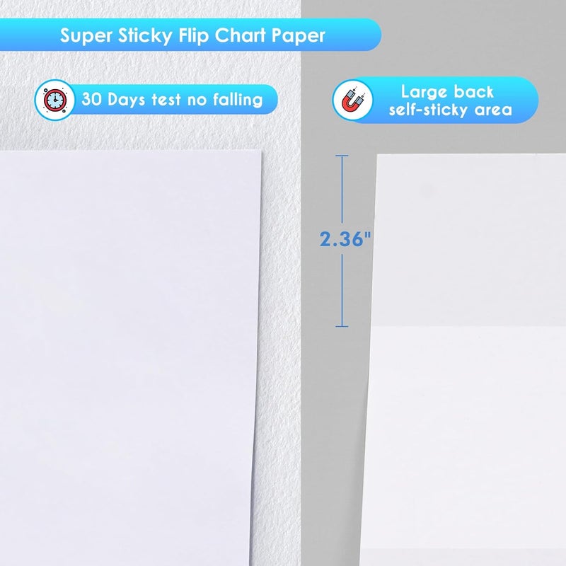 maxtek Chart Paper 25"x30", Large Sticky Easel Pad with 2 Packs, 60 Sheets, Upgraded Big Anchor Flip Chart Paper with Super Sticky Back, Self-Stick Paper for Walls & Easels - Image 2